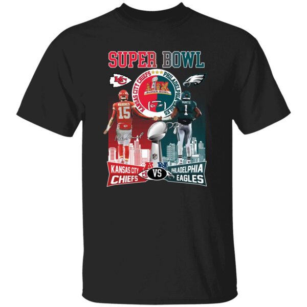 2025 Patrick Mahomes Chiefs Vs Jalen Hurts Eagles Signature Shirt