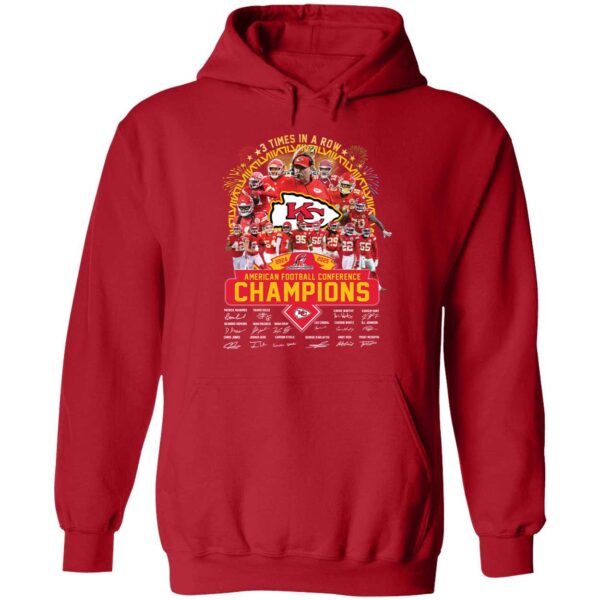 3 Times In A Row Afc Champions 2024 2025 Kansas City Chiefs Hoodie
