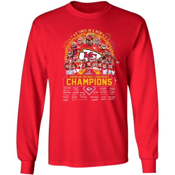 3 Times In A Row Afc Champions 2024 2025 Kansas City Chiefs Long Sleeve